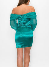 Satin Puffy Green Dress